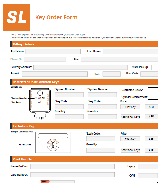 SL key order ss